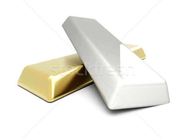 Oro argento 3D reso illustrazione isolato Foto d'archivio © Spectral