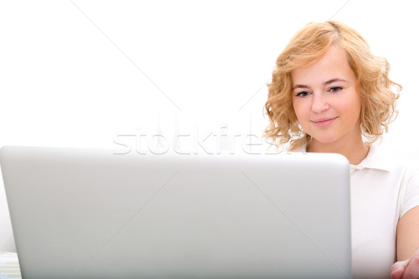 Mulher trabalhando laptop plus size adulto Foto stock © Spectral