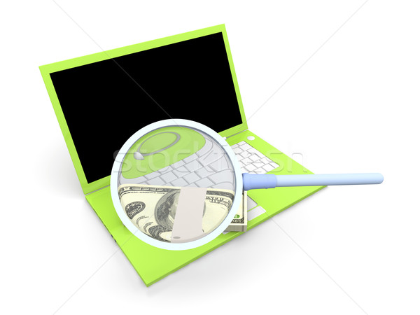 Preis überprüfen 3D-Darstellung isoliert weiß Laptop Stock foto © Spectral