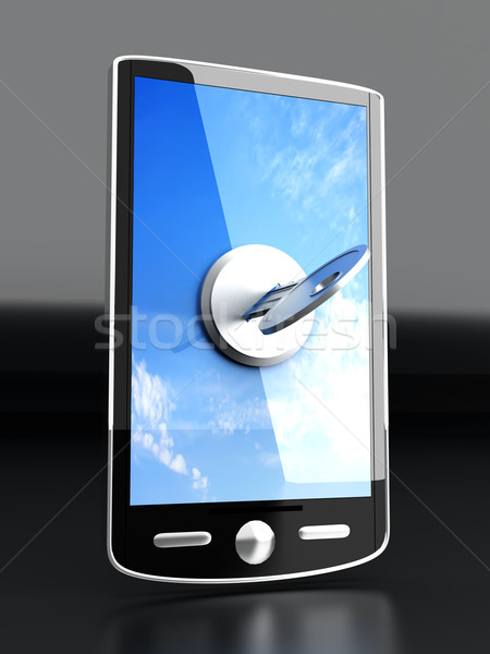 заблокированный смартфон 3D оказанный иллюстрация телефон Сток-фото © Spectral