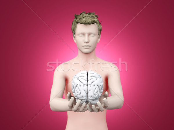 Geist halten Gehirn 3D gerendert Illustration Stock foto © Spectral