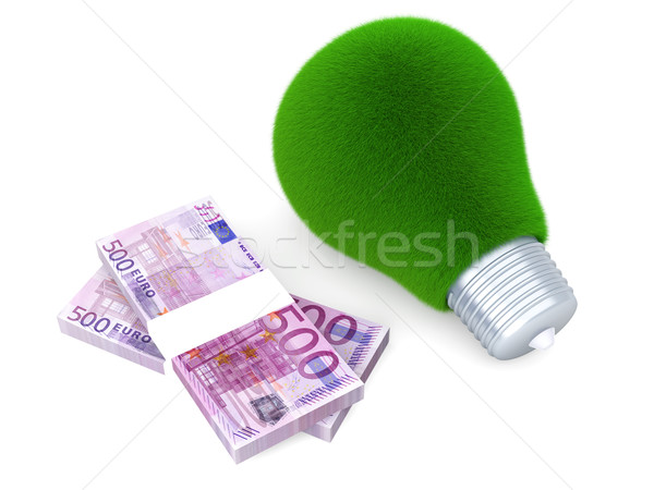 Stockfoto: Groene · energie · business · euro · gras · groeiend · gloeilamp