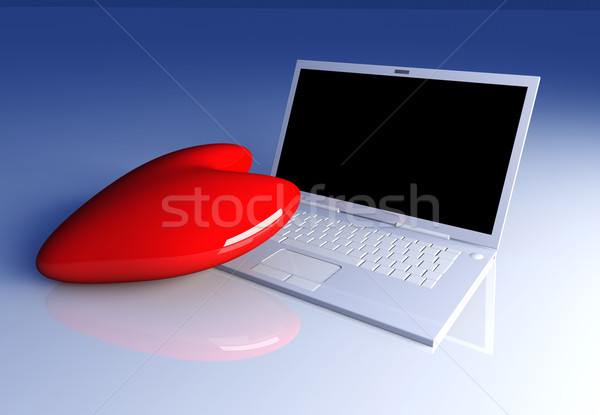 Laptop szeretet 3d illusztráció szív internet monitor Stock fotó © Spectral