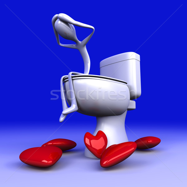 туалет 3D оказанный иллюстрация любви сердце Сток-фото © Spectral