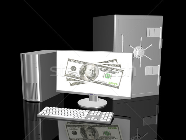 Online bankügylet 3D renderelt illusztráció billentyűzet Stock fotó © Spectral