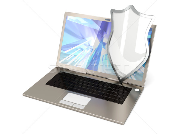 Beschermd laptop geïsoleerd witte 3D gerenderd Stockfoto © Spectral