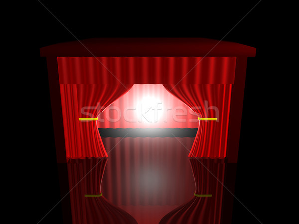 Czerwony kurtyny 3d ilustracji odizolowany czarny tle Zdjęcia stock © Spectral
