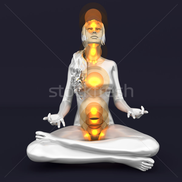 чакра медитации женщину полный 3D Сток-фото © Spectral