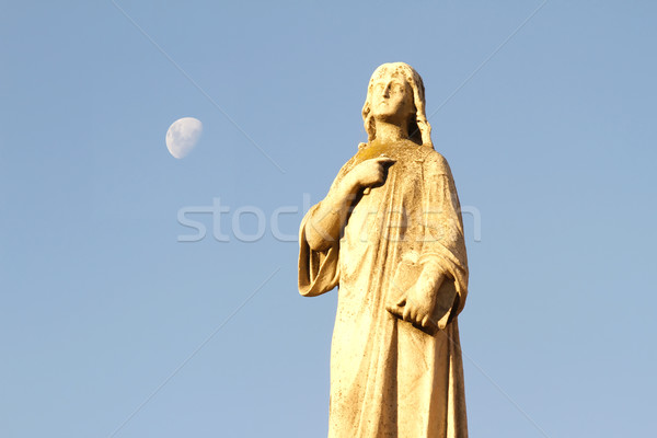 Statue in the Cemetery of Recoleta with the Moon in the backgrou Stock photo © Spectral
