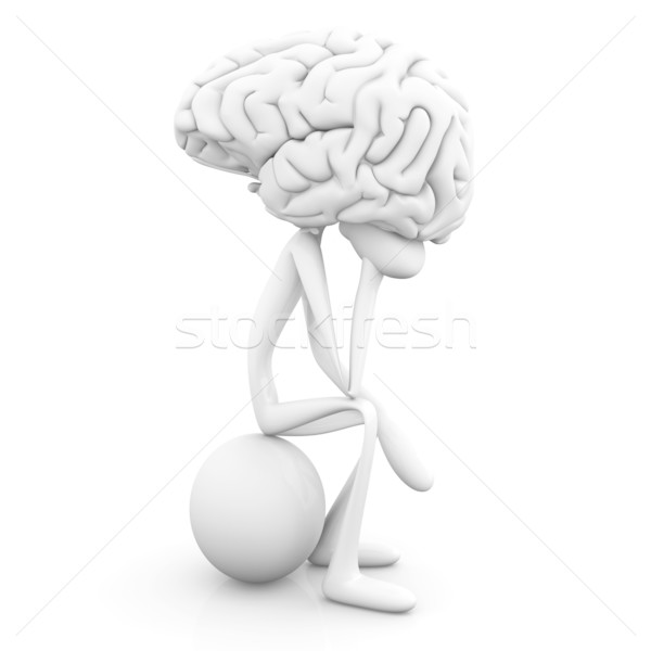 Gondolkodó rajz alkat hatalmas agy 3D Stock fotó © Spectral