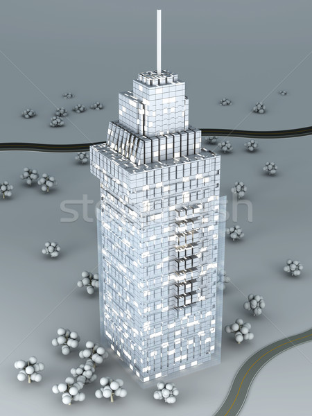 Architecture moderne contemporain gratte-ciel 3D rendu illustration [[stock_photo]] © Spectral