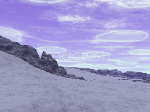 Planety cyfrowe scifi krajobraz chmury lodu Zdjęcia stock © Spectral