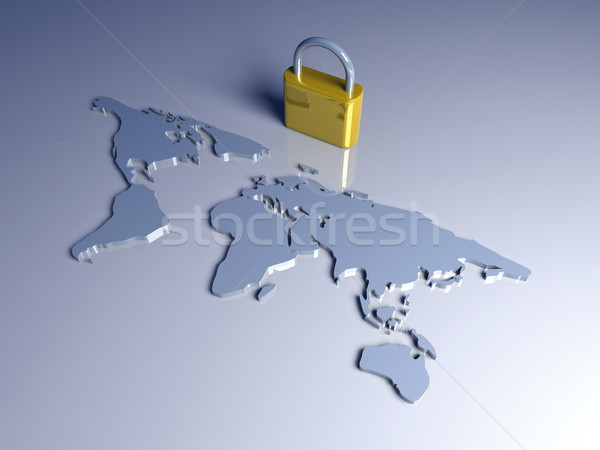 Biztonságos világ 3d illusztráció földgömb térkép absztrakt Stock fotó © Spectral