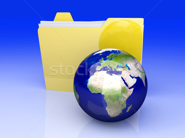 Globalny folderze Europie 3D świadczonych ilustracja Zdjęcia stock © Spectral