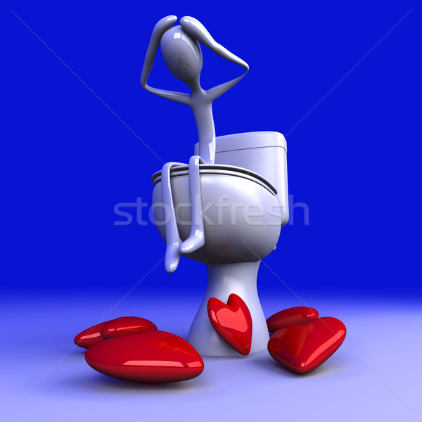 Toalett 3D renderelt illusztráció szeretet szív Stock fotó © Spectral