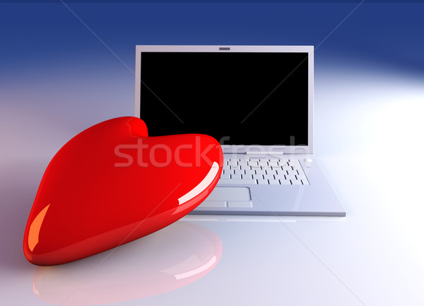 Laptop amor ilustração 3d coração internet monitor Foto stock © Spectral