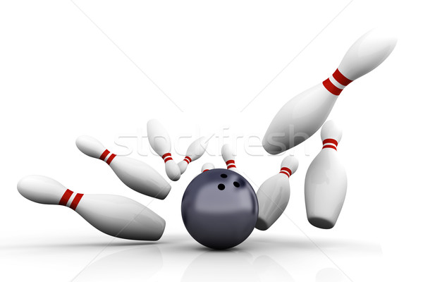 Sztrájk játszik bowling összes 3D renderelt Stock fotó © Spectral
