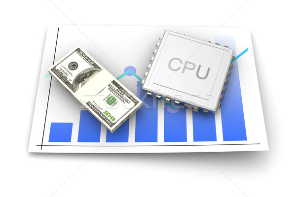 CPU 性能 值 3D 呈現 插圖 商業照片 © Spectral
