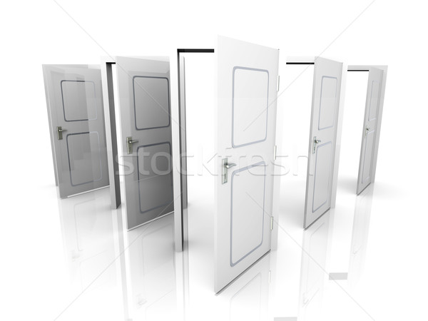 Nyitva ajtók 3D renderelt illusztráció összes Stock fotó © Spectral