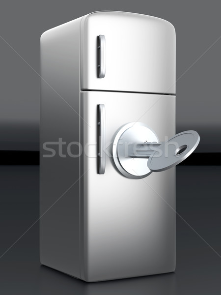 Zárolt hűtőszekrény klasszikus 3D renderelt illusztráció Stock fotó © Spectral