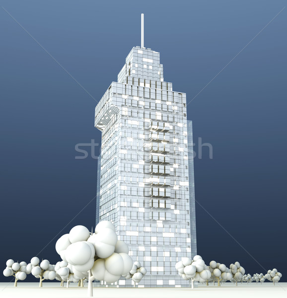 Architecture moderne contemporain gratte-ciel 3D rendu illustration [[stock_photo]] © Spectral