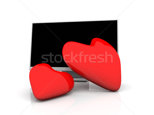 Kirakat szeretet 3d illusztráció szélesvásznú szív televízió Stock fotó © Spectral