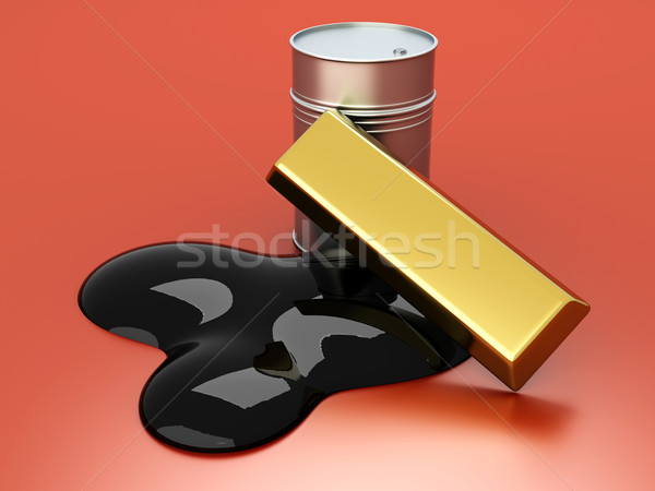 Сток-фото: золото · нефть · два · Фондовый · рынок · 3D · оказанный