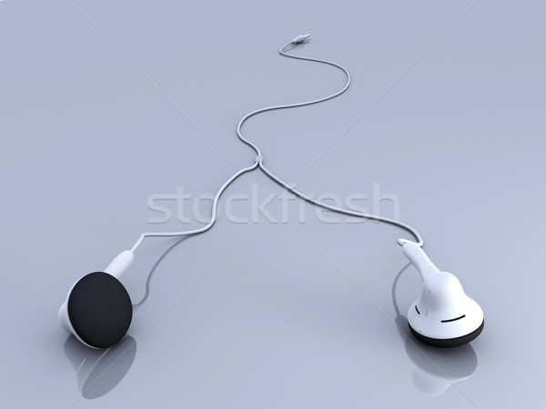 Ohrhörer 3D-Darstellung Kopfhörer Kabel Ohr Grafik Stock foto © Spectral