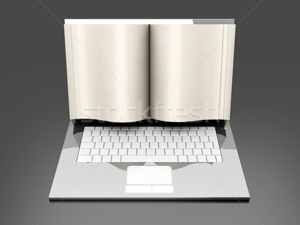 Cyfrowe książki laptop ekranu symboliczny 3D Zdjęcia stock © Spectral