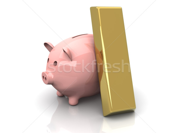 Alcancía ahorro oro 3D prestados ilustración Foto stock © Spectral