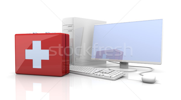 Számítógép elsősegély 3d illusztráció izolált fehér laptop Stock fotó © Spectral