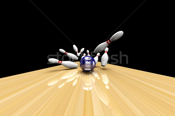 Stock fotó: Sztrájk · játszik · bowling · összes · 3D · renderelt