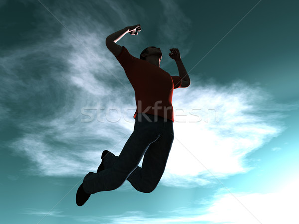 Jumping cer 3D prestate ilustrare nori Imagine de stoc © Spectral