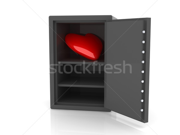 Szív széf 3d illusztráció izolált fehér biztonság Stock fotó © Spectral
