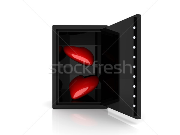 Szívek széf 3d illusztráció izolált fehér esküvő Stock fotó © Spectral