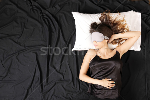 Jeune femme dormir oeil chambre Voyage détendre Photo stock © Spectral