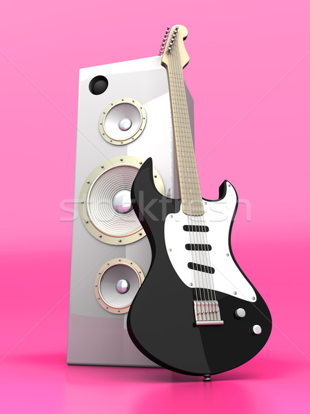 Stok fotoğraf: Ses · eğlence · 3D · render · örnek · gitar