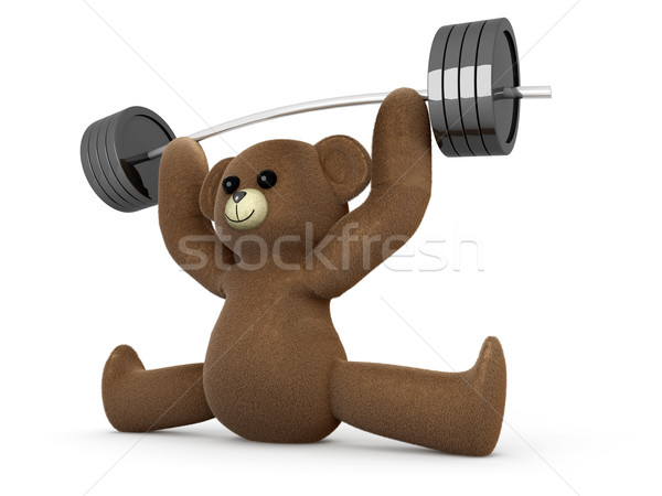 тяжелая атлетика Тедди мишка 3D оказанный иллюстрация Сток-фото © Spectral
