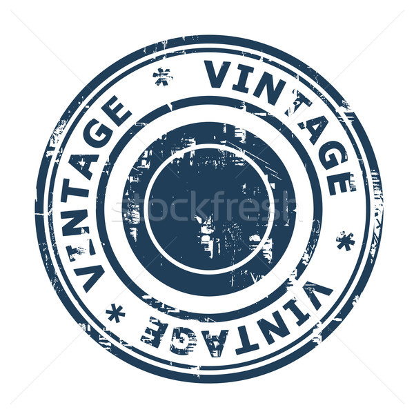 Stockfoto: Blauw · vintage · stempel · geïsoleerd · witte · retro