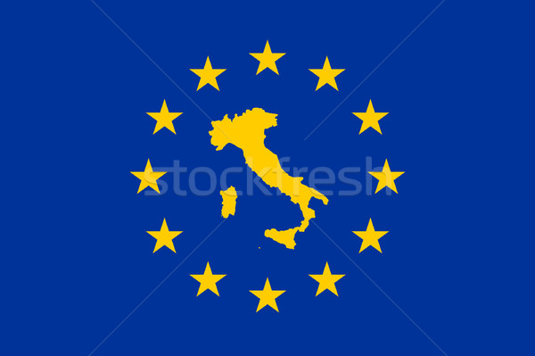 Stockfoto: Italië · europese · vlag · kaart · unie · Geel