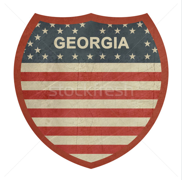 Grunge Gruzja amerykański międzypaństwowy znak autostrady odizolowany Zdjęcia stock © speedfighter