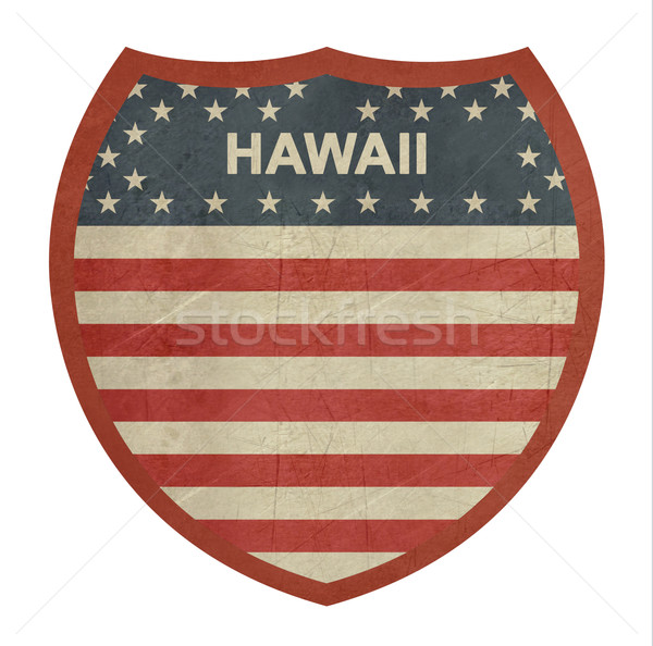 Grunge Hawaii amerykański międzypaństwowy znak autostrady odizolowany Zdjęcia stock © speedfighter