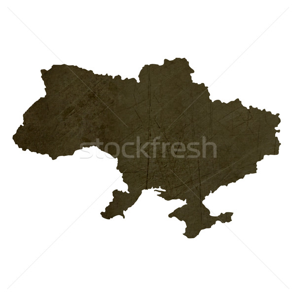 Stock photo: Dark silhouetted map of Ukraine