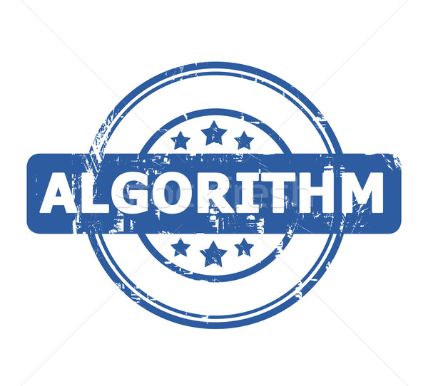 Algorithmus Stempel blau Sternen isoliert weiß Stock foto © speedfighter