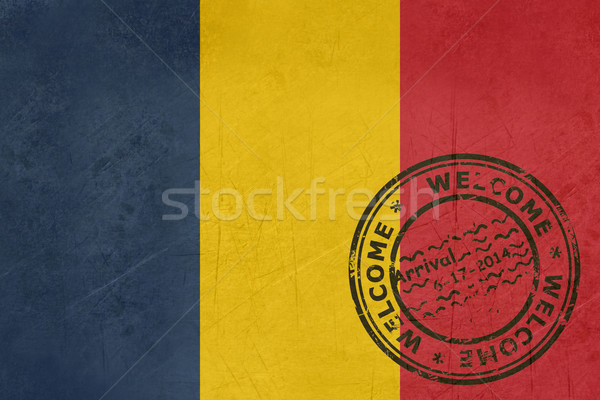 Welcome to Chad flag with passport stamp Stock photo © speedfighter