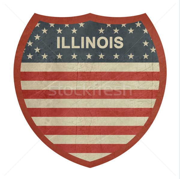 Grunge Illinois amerykański międzypaństwowy znak autostrady odizolowany Zdjęcia stock © speedfighter