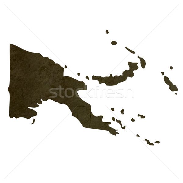 Stock photo: Dark silhouetted map of Papa New Guinea
