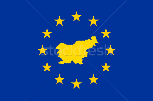 Szlovénia európai zászló térkép szövetség citromsárga Stock fotó © speedfighter