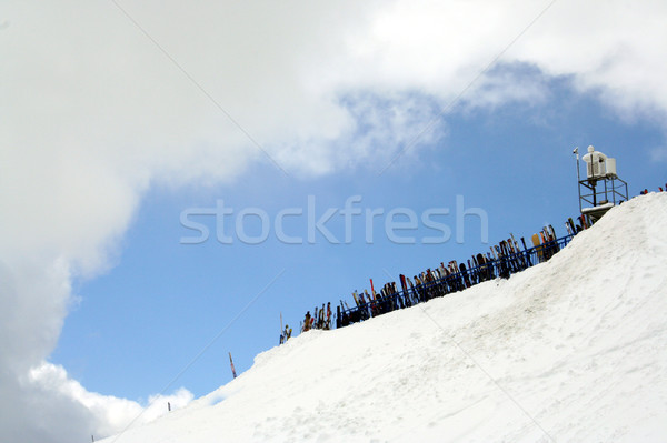 Skis on hillside in snowy frame Stock photo © speedfighter
