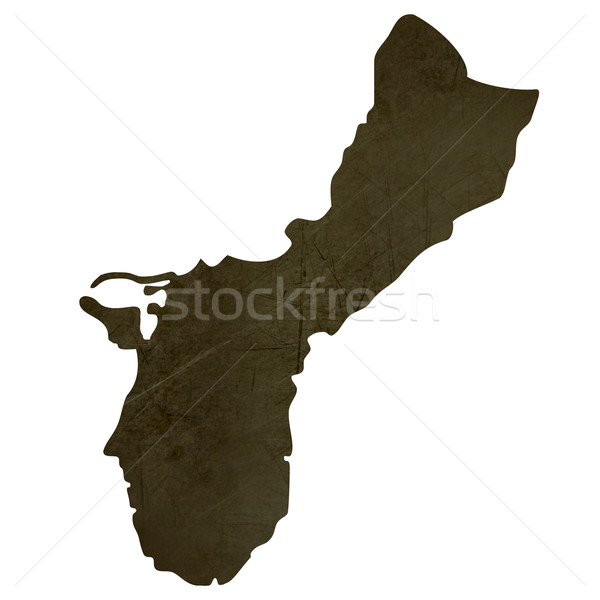 Stock photo: Dark silhouetted map of Guam